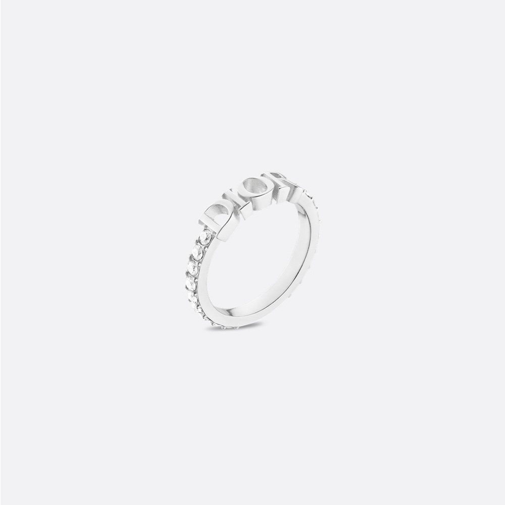 Dior Silver-Finish Ring with White Crystals